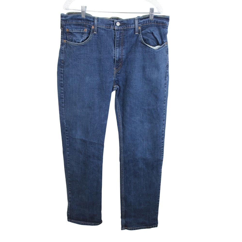 Levis 514โ Straight Fit Mens Blue Denim Jeans 38x32 Medium Dark Wash Stretch